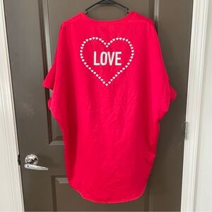 Victoria's Secret Red Love Robe Tie Front Ruffle Sleeves One Size OS